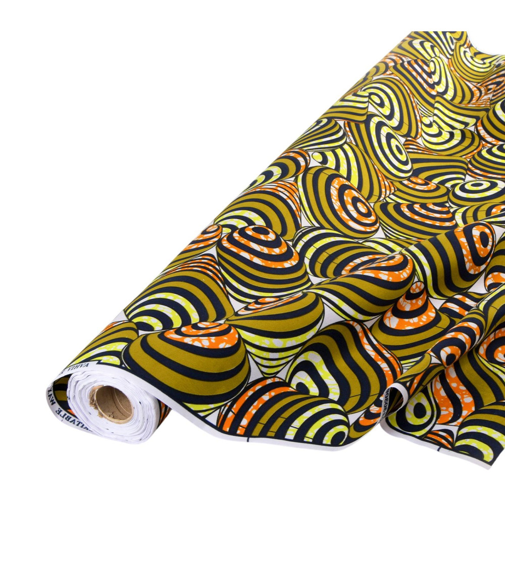 Wax fabric printed 2 sides khaki green per meter