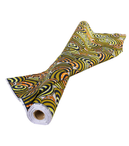 Wax fabric printed 2 sides khaki green per meter