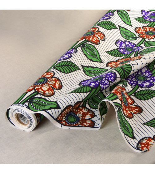 Purple 2-sided printed wax fabric by the meter