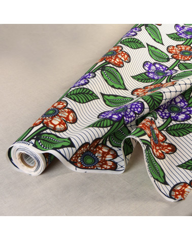 Purple 2-sided printed wax fabric by the meter