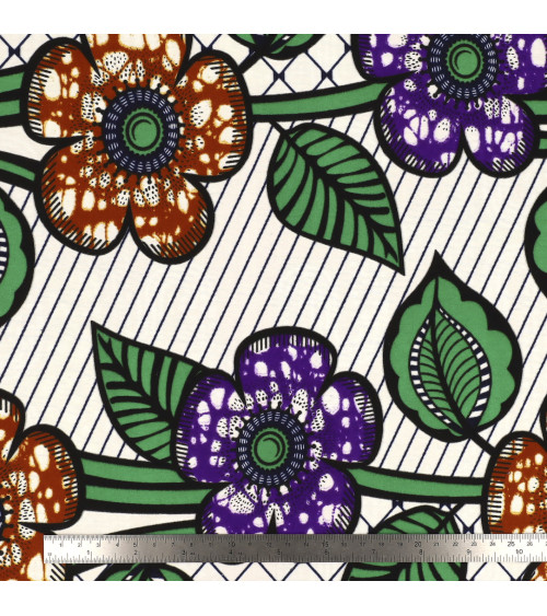 Purple 2-sided printed wax fabric by the meter