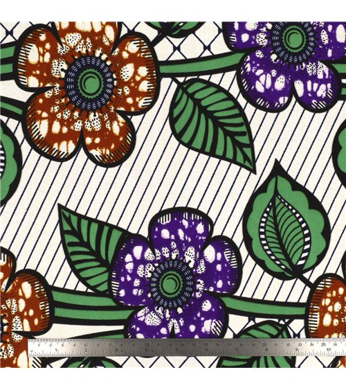 Tissu wax imprimé 2 faces violet au mètre