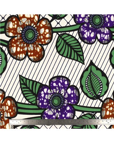 Tissu wax imprimé 2 faces violet au mètre