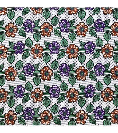 Tissu wax imprimé 2 faces violet au mètre