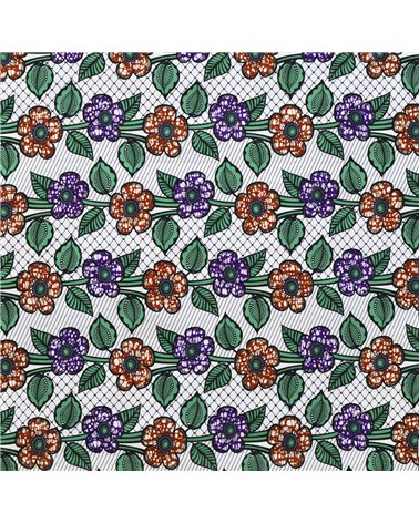 Tissu wax imprimé 2 faces violet au mètre