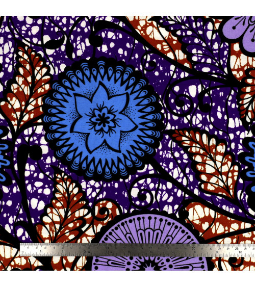 Purple 2-sided printed wax fabric by the meter