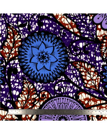Tissu wax imprimé 2 faces violet au mètre