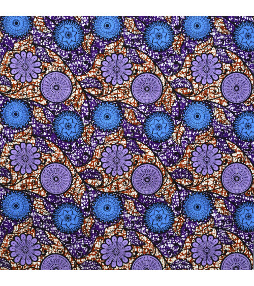 Purple 2-sided printed wax fabric by the meter