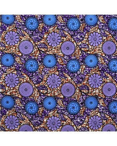 Tissu wax imprimé 2 faces violet au mètre