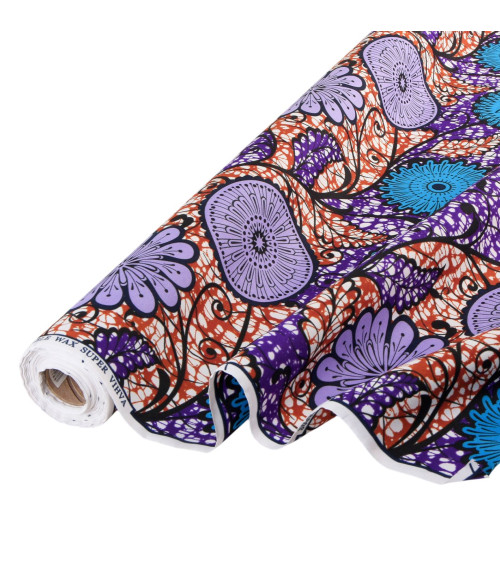 Purple 2-sided printed wax fabric by the meter
