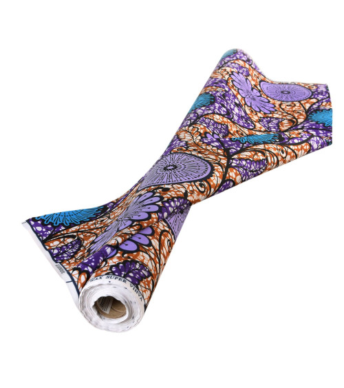 Purple 2-sided printed wax fabric by the meter