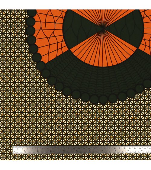 Tissu wax imprimé 2 faces orange au mètre