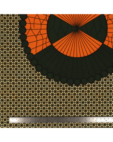 Orange 2-sided printed wax fabric per meter