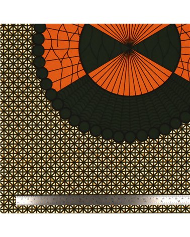 Tissu wax imprimé 2 faces orange au mètre