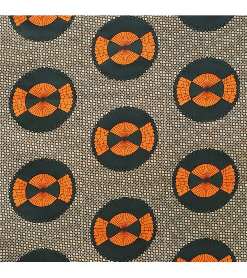 Tissu wax imprimé 2 faces orange au mètre