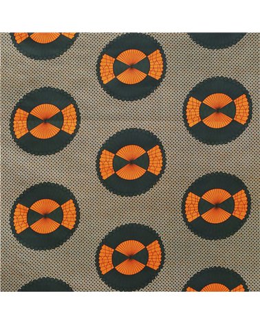 Tissu wax imprimé 2 faces orange au mètre