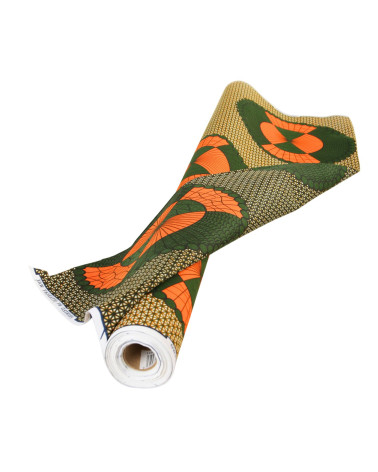 Orange 2-sided printed wax fabric per meter