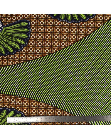 Wax fabric printed 2 sides khaki green per meter