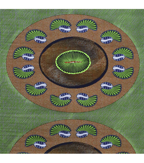 Tessuto cerato stampato su 2 lati verde kaki al metro