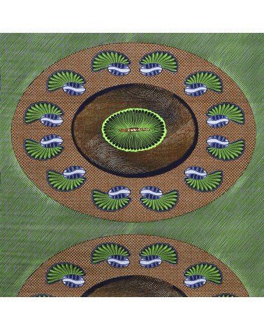 Tessuto cerato stampato su 2 lati verde kaki al metro