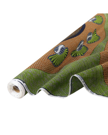 Tessuto cerato stampato su 2 lati verde kaki al metro