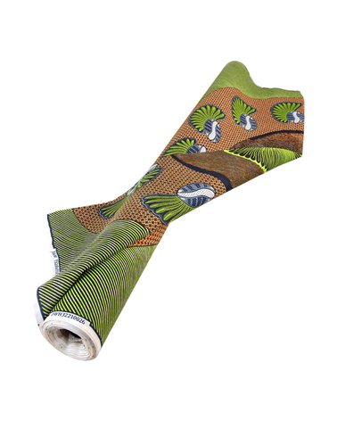 Tissu wax imprimé 2 faces vert kaki au mètre