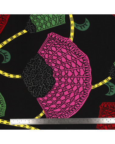 Orange 2-sided printed wax fabric per meter