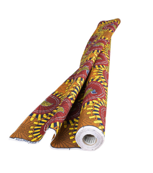 Orange 2-sided printed wax fabric per meter