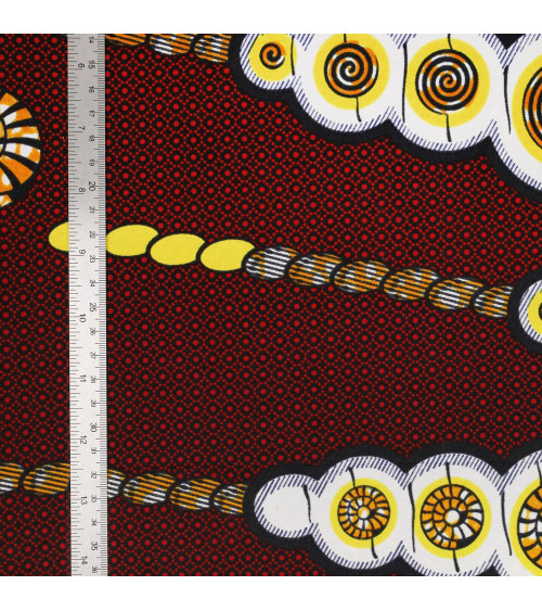 Brown 2-sided printed wax fabric per meter