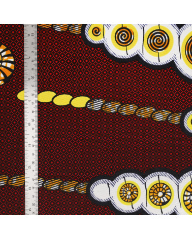 Brown 2-sided printed wax fabric per meter