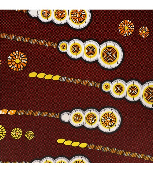 Tissu wax imprimé 2 faces marron au mètre