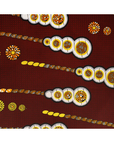 Brown 2-sided printed wax fabric per meter