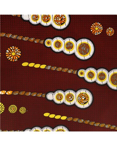 Tissu wax imprimé 2 faces marron au mètre