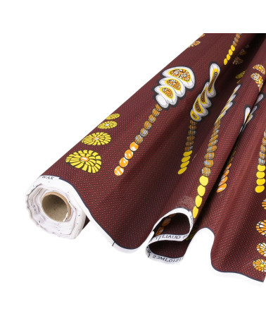 Brown 2-sided printed wax fabric per meter