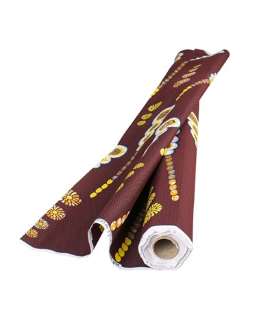 Tissu wax imprimé 2 faces marron au mètre