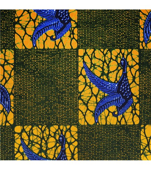 Tissu wax imprimé 2 faces jaune au mètre
