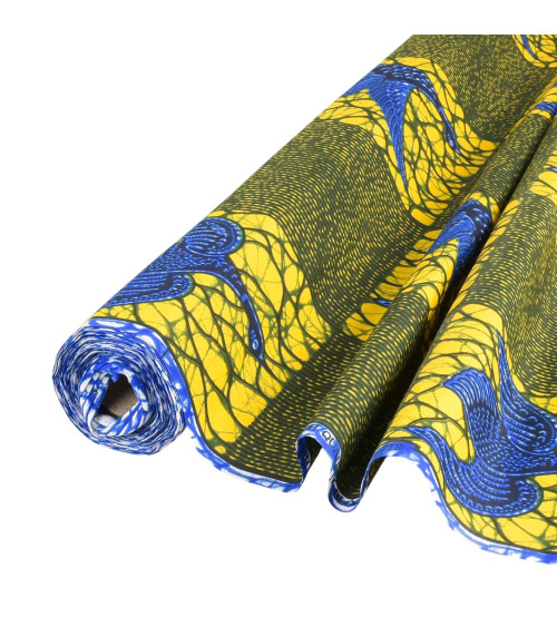 Wax fabric printed on both sides yellow by the meter