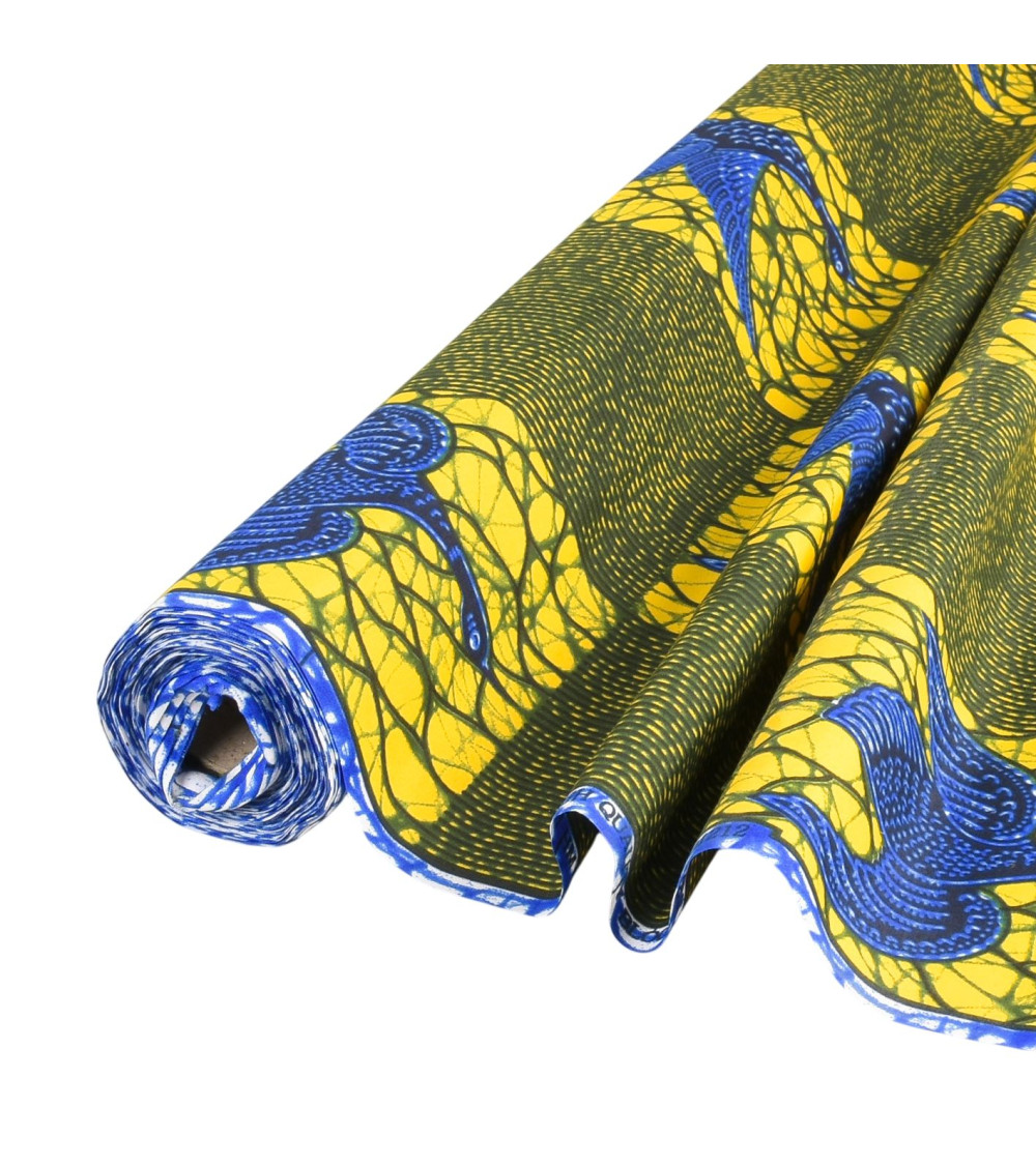 Wax fabric printed on both sides yellow by the meter