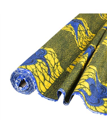 Tissu wax imprimé 2 faces jaune au mètre