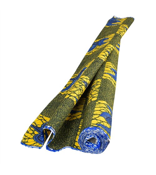 Tissu wax imprimé 2 faces jaune au mètre