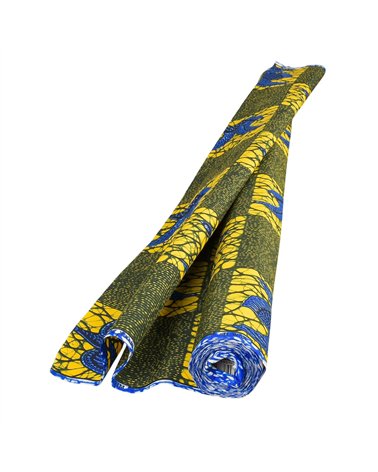 Tissu wax imprimé 2 faces jaune au mètre