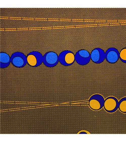Tissu wax imprimé 2 faces jaune au mètre