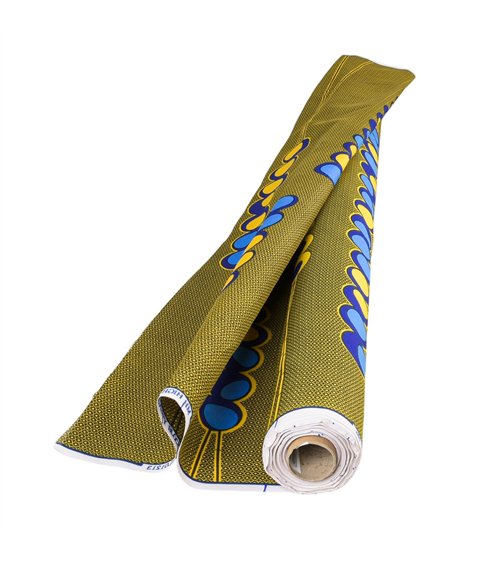 Tissu wax imprimé 2 faces jaune au mètre