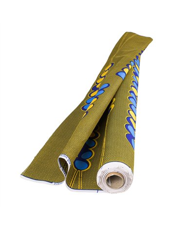 Tissu wax imprimé 2 faces jaune au mètre
