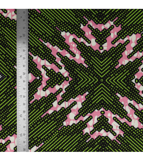 Green 2-sided printed wax fabric per meter