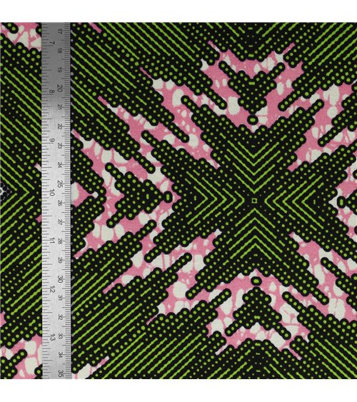 Tissu wax imprimé 2 faces vert au mètre