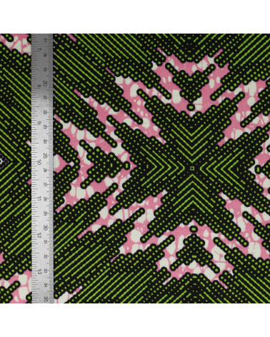 Tessuto cerato stampato fronte-retro verde al metro