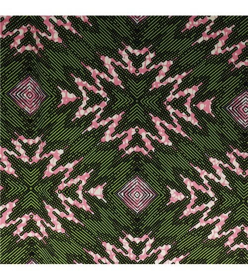 Tissu wax imprimé 2 faces vert au mètre
