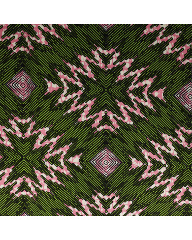 Green 2-sided printed wax fabric per meter