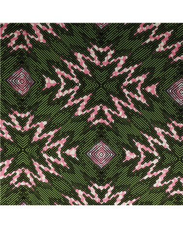 Tissu wax imprimé 2 faces vert au mètre